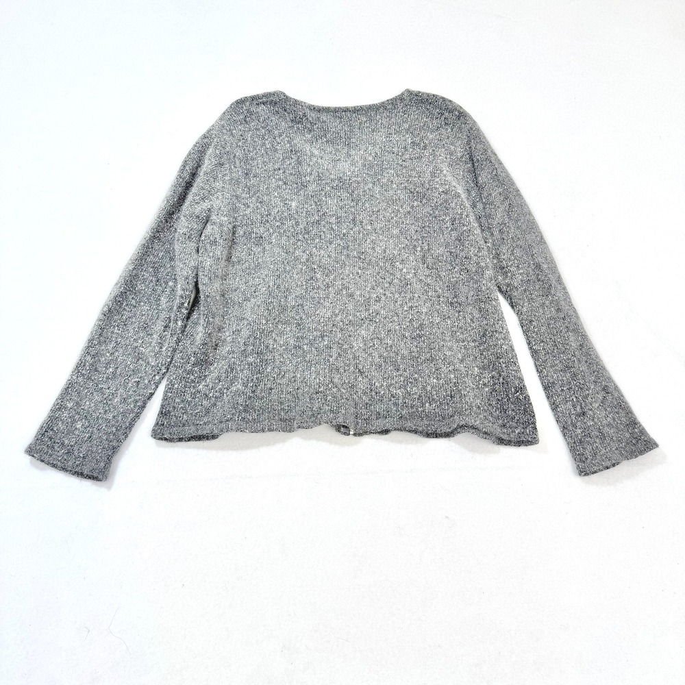 VTG Gray Silk Angora Wool Floral Embroidered Coastal Grandma Cardigan Sweater‎ L - Picture 3 of 3